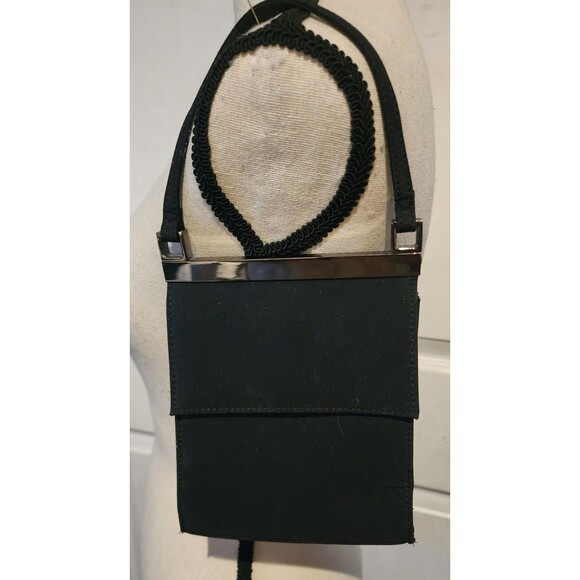 Elegant NINE WEST Small Black Evening Bag Satiny Purse VGUC - Picture 1 of 6